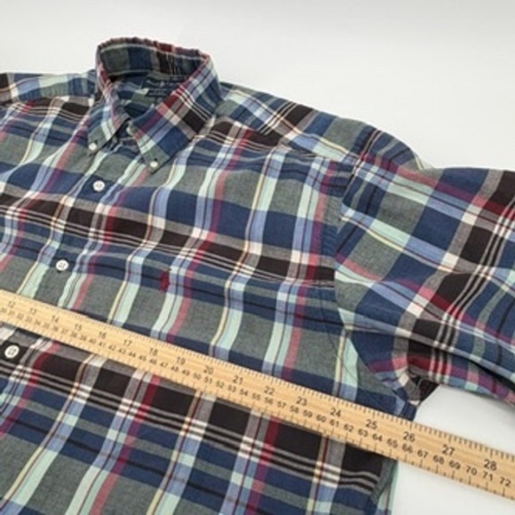 Ralph Lauren Blake Plaid Short Sleeve Button Down Shirt Men's Size L - Picture 6 of 7
